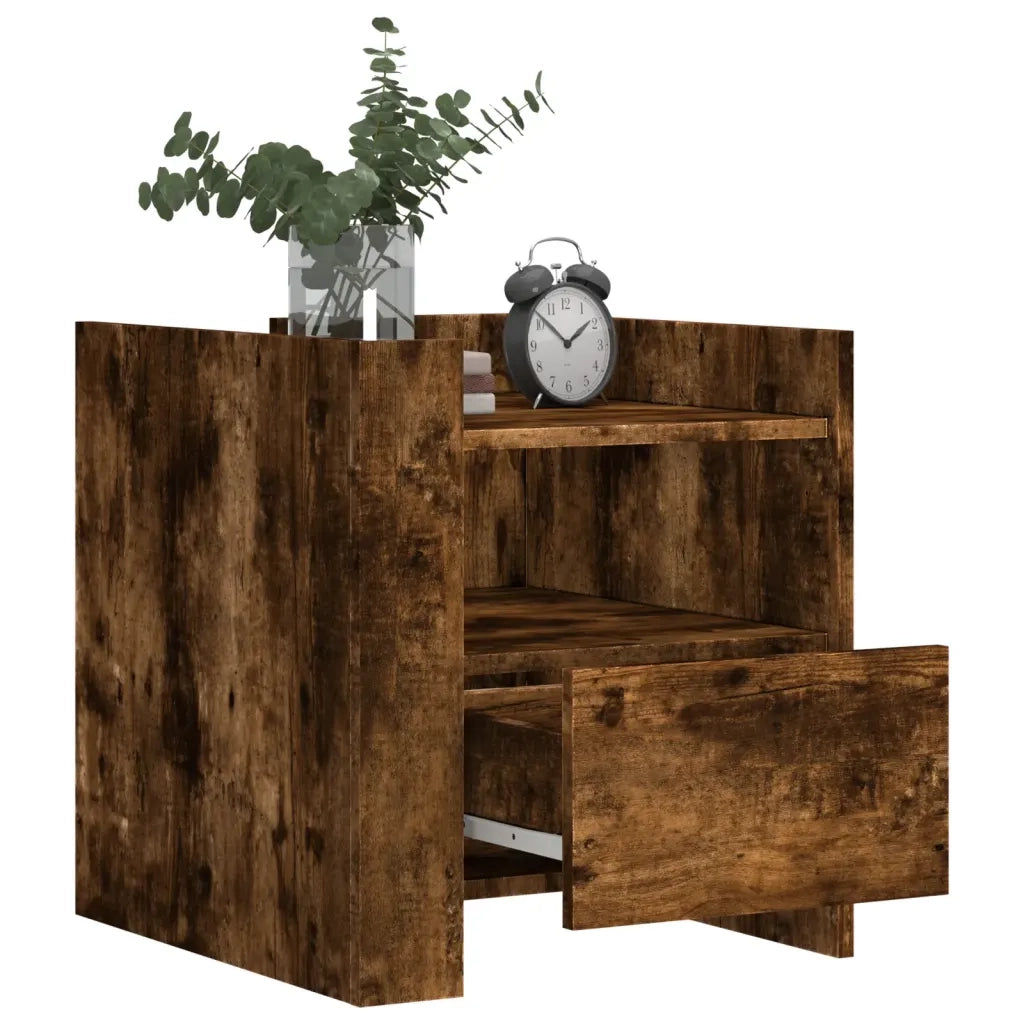 Comodino-Tavolino da notte Rovere Fumo 45x50x50 cm in Truciolato 391772