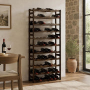 Wine Rack For 77 Bottles, Black Solid Pine Wood