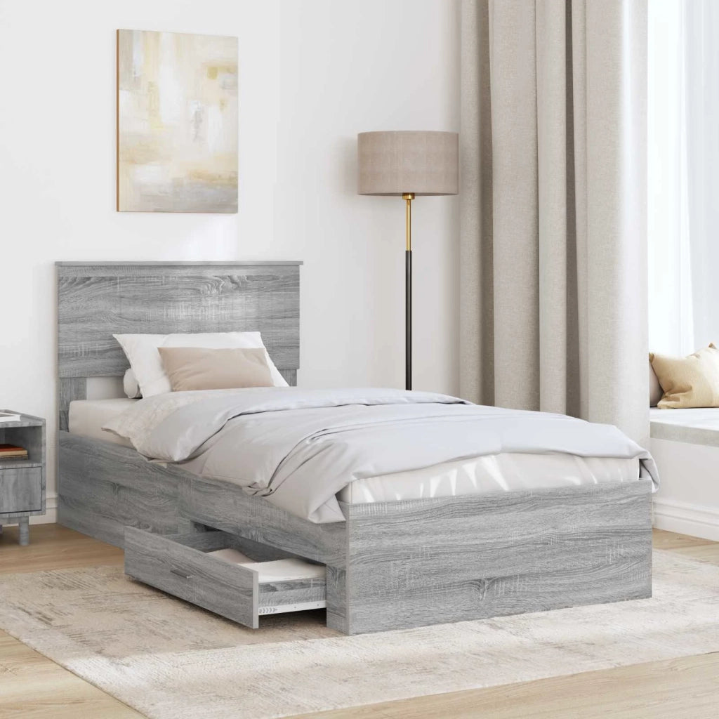 Struttura del letto Grigio Sonoma 90 x 200 cm Legno multistrato