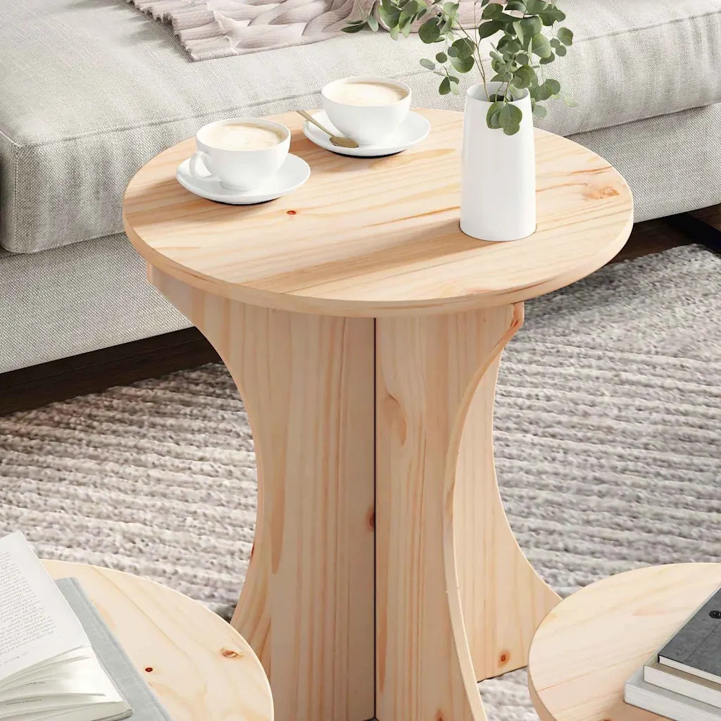 vidaXL Tavolino da salotto 3 pcs Naturale 46 x 46 x 47 cm