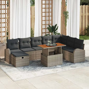 Set Divano da Giardino 9 pcs Grigio polyrattan