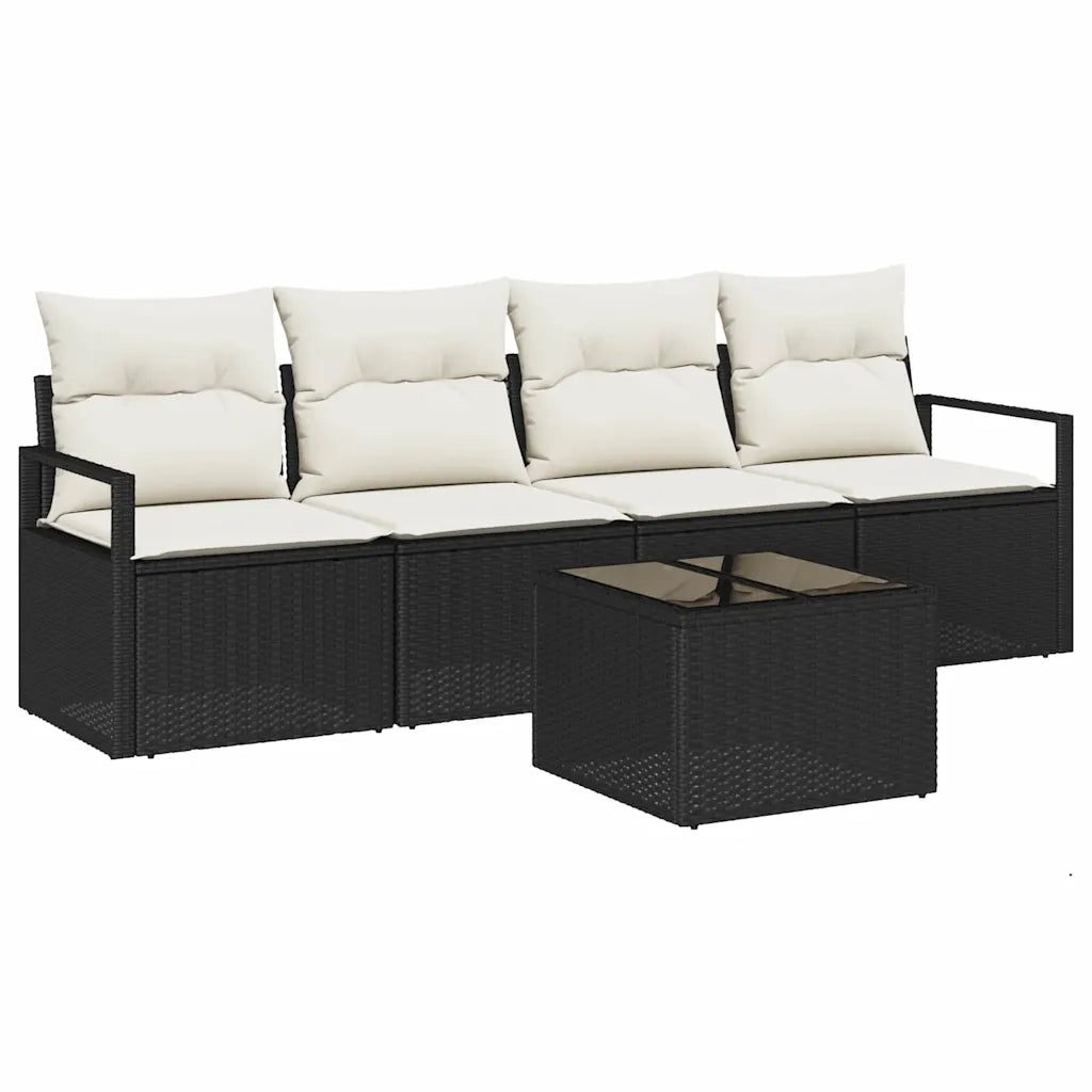 Set di divani 5 pcs Nero e Crema polyrattan 3346247