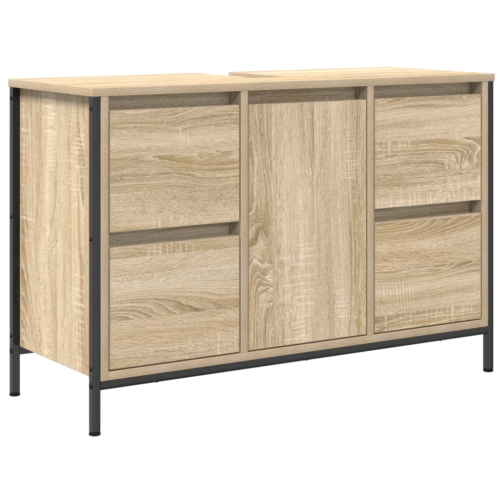 Set di mobili da bagno 2 pezzi in legno ingegnerizzato rovere Sonoma