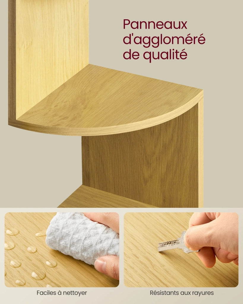 Mensola angolare da parete con 5 ripiani sospesi 20 x 20 x 126 cm per cucina camera da letto soggiorno ufficio piante CD decorazioni souvenir beige 12_0005629