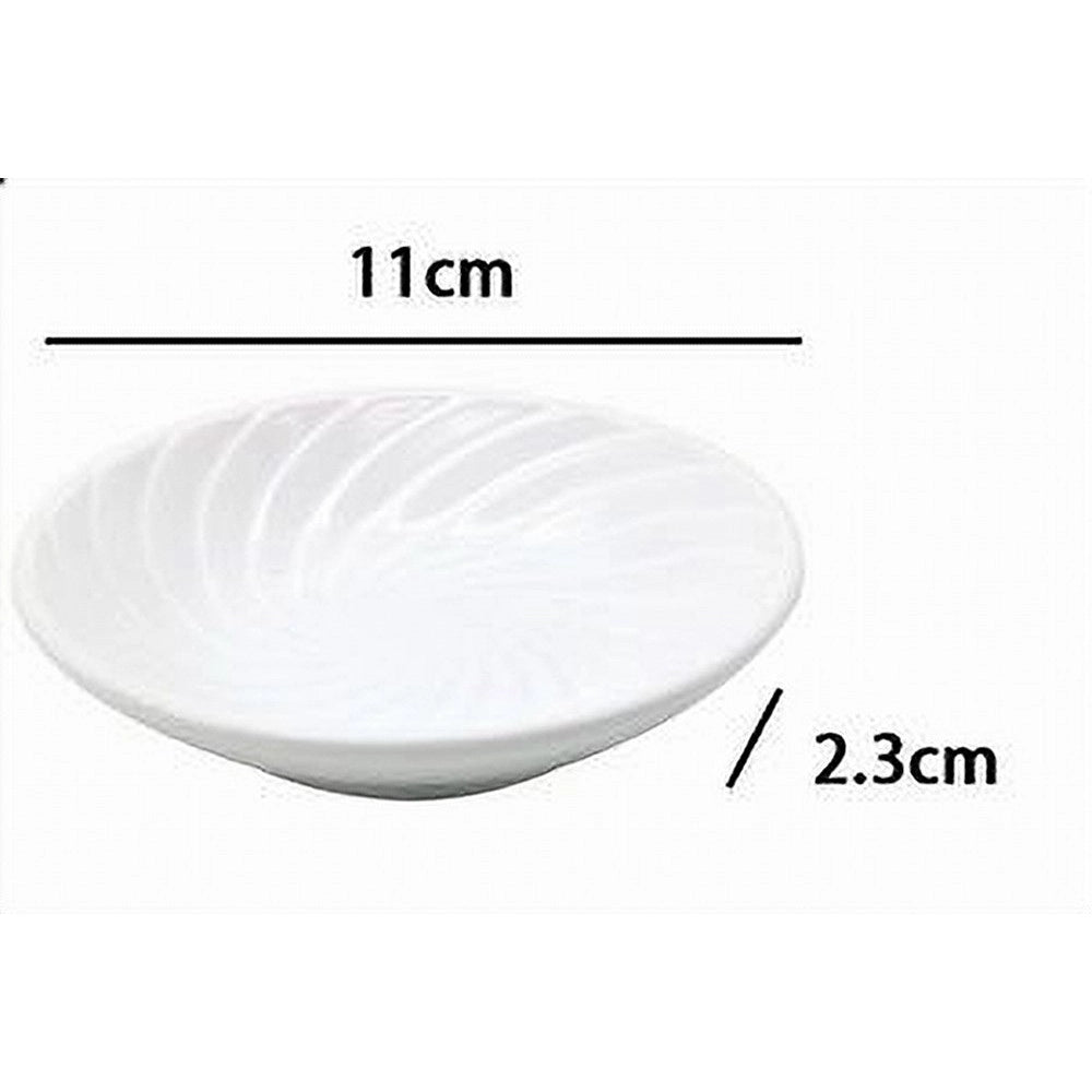 Trade Shop - Piattino Porta Sapone Saponetta Ceramica Rigata Spirale Bianco Tondo Bagno 79959 -