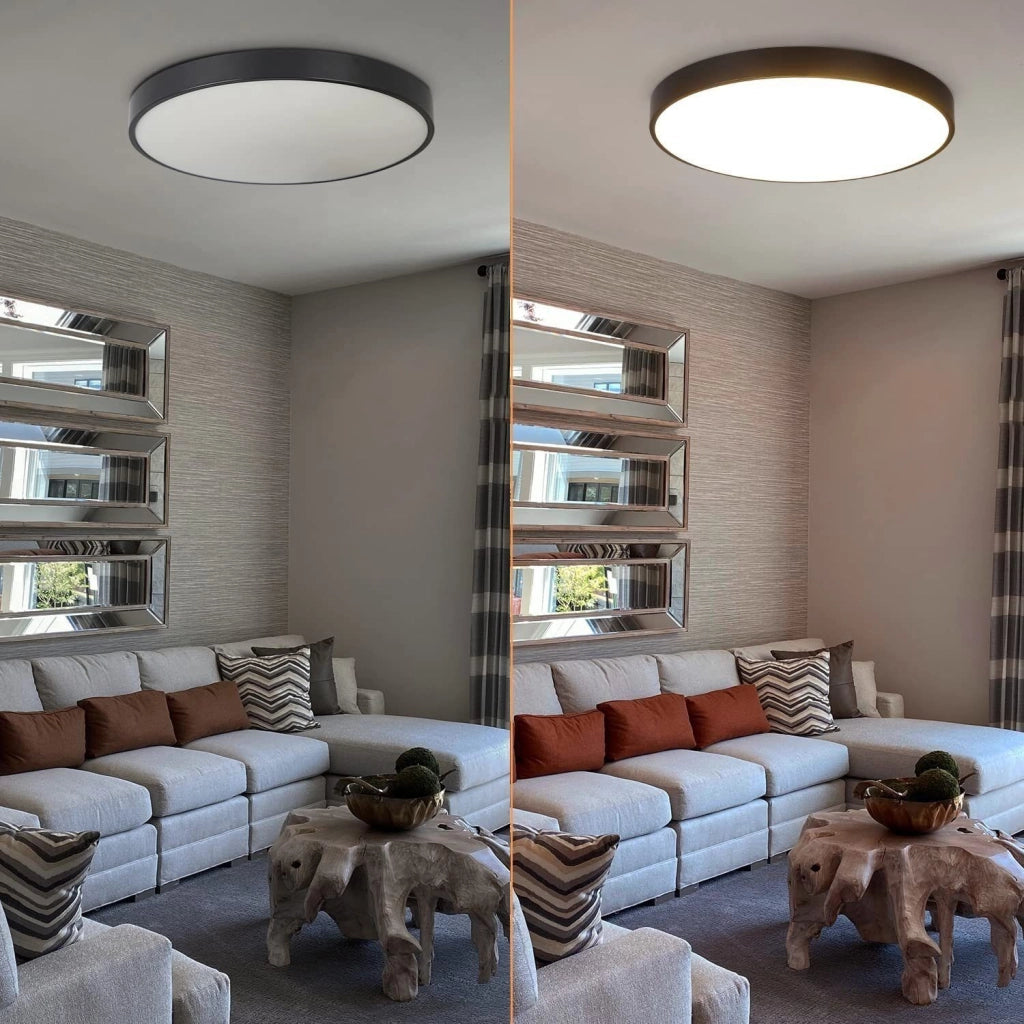 ZMH Lampada da soffitto plafoniera LED moderna nera rotonda per soggiorno corridoio ufficio