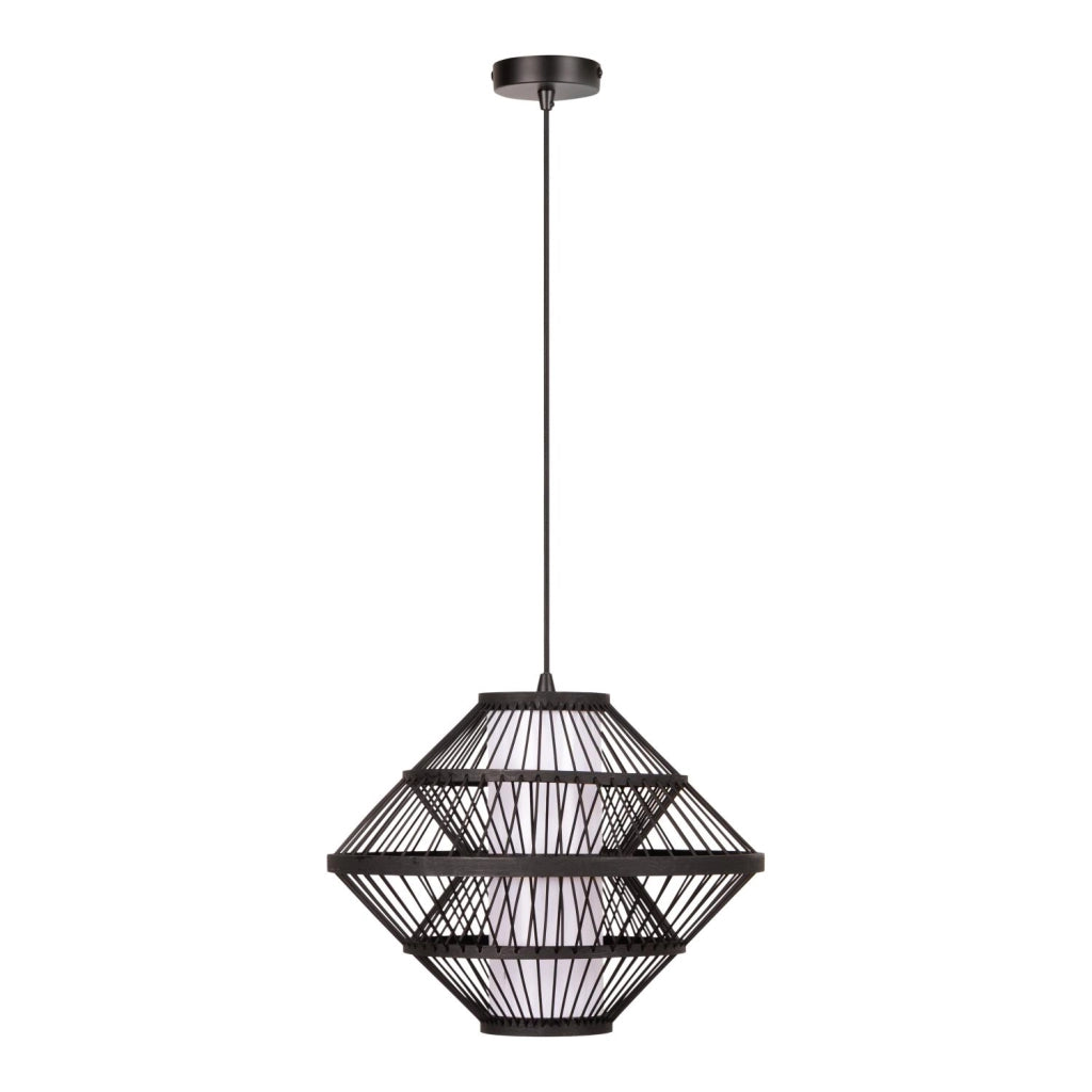Lampada sospesa Japandi nera legno 1xE27 40cm Lucide