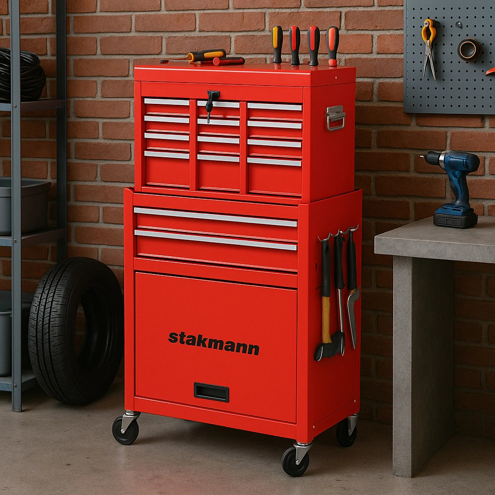 Cassetta Carrello Portautensili Mobiletto Staccabile 2in1 per Garage e Officina