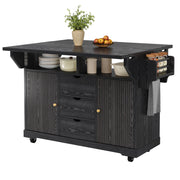 Mobile contenitore da cucina con 3 cassetti; ripiani regolabili e piano estensibile; nero