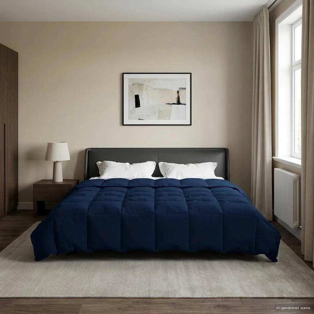 Piumone | Duvet Estivo Trapuntato Blu Scuro 200 x 220 cm Microfibra