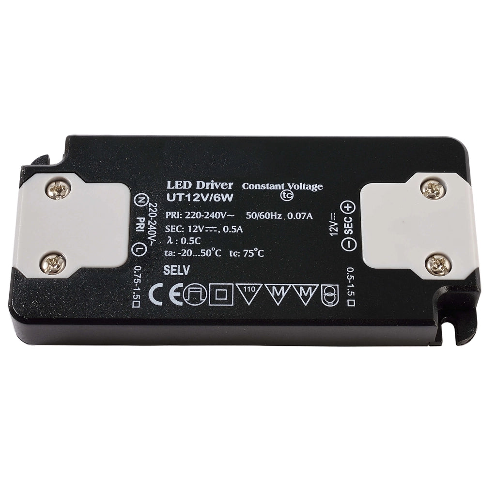 Alimentatore trasformatore SLIM 6W 12V DC 500mA lampade strisce LED 220V IP20