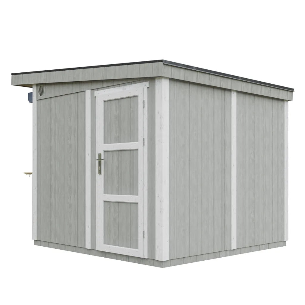 Chiosco esterno PREMIUM - 5,9m?² - H240x248x305 cm - Costruzione pannello PREMIUM - Timbela M950-TUNDRA GREY