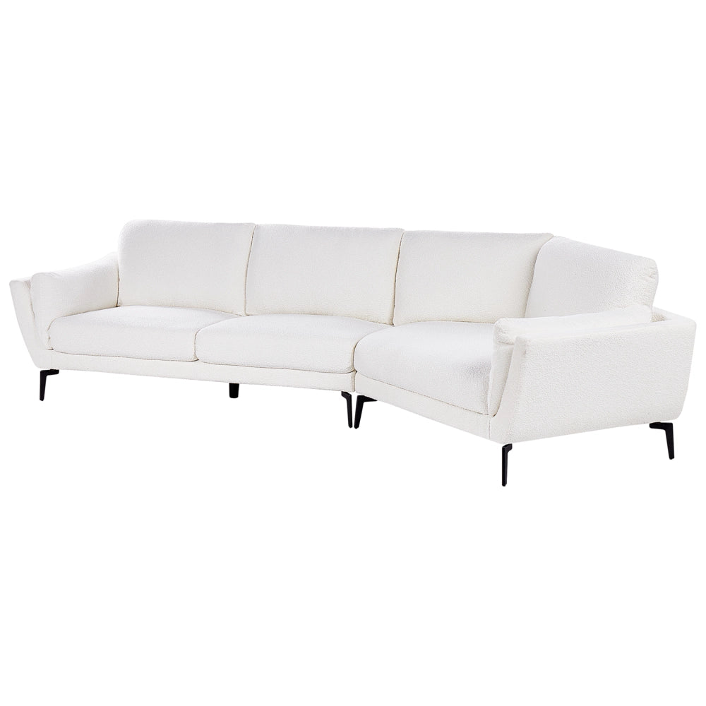 Divano a 3 posti in tessuto bouclè bianco con schienale imbottito elegante moderno minimalista