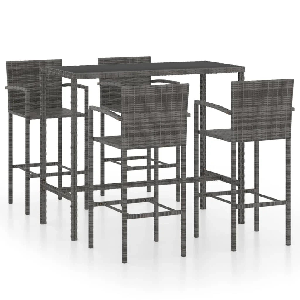 Set da bar da giardino 5 pezzi in resina intrecciata grigia 02_0013417
