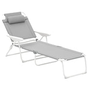 Poltrona Pieghevole con Schienale Regolabile ¨C Zephmum ¨C Grigio e Bianco 160x66x98 cm