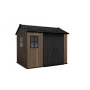 Casetta da giardino in resina effetto legno EVOTECH+ 287x230 cm - pavimento e doppia porta - carico neve 150 kg/m² – Apex 759/975 Signature Walnut - Keter