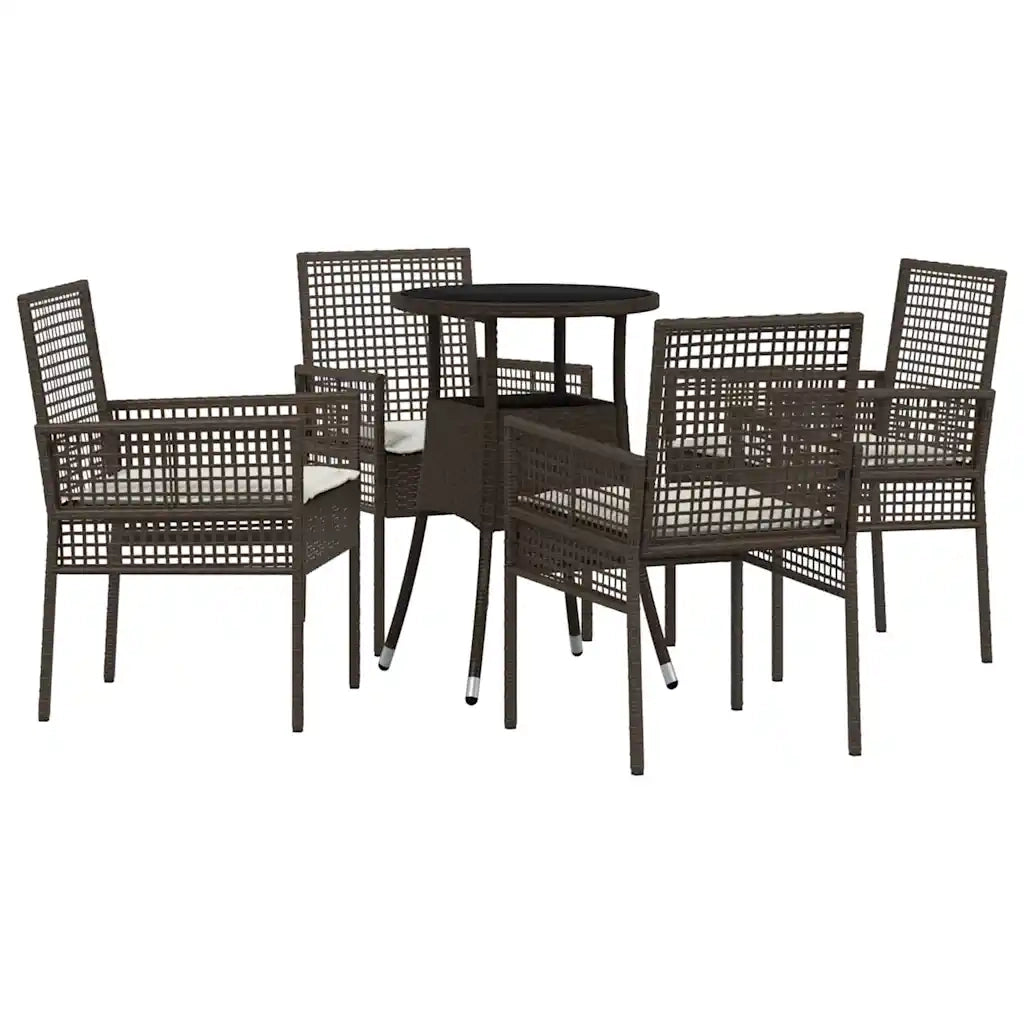 Set da Pranzo per Giardino 5 pz | Set Salotto da Giardino Marrone polyrattan