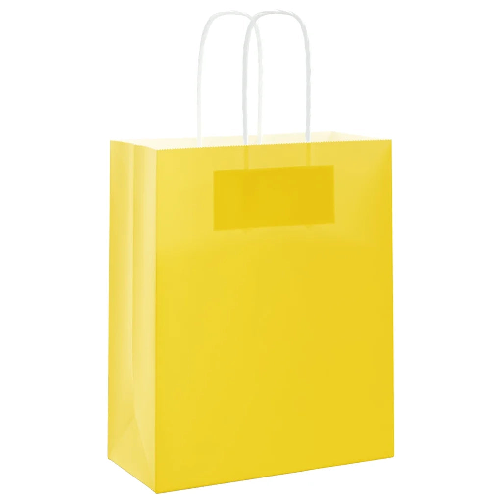 Sacchetti di Carta 250 pz con Manici Gialli 18x8x22 cm 4101782