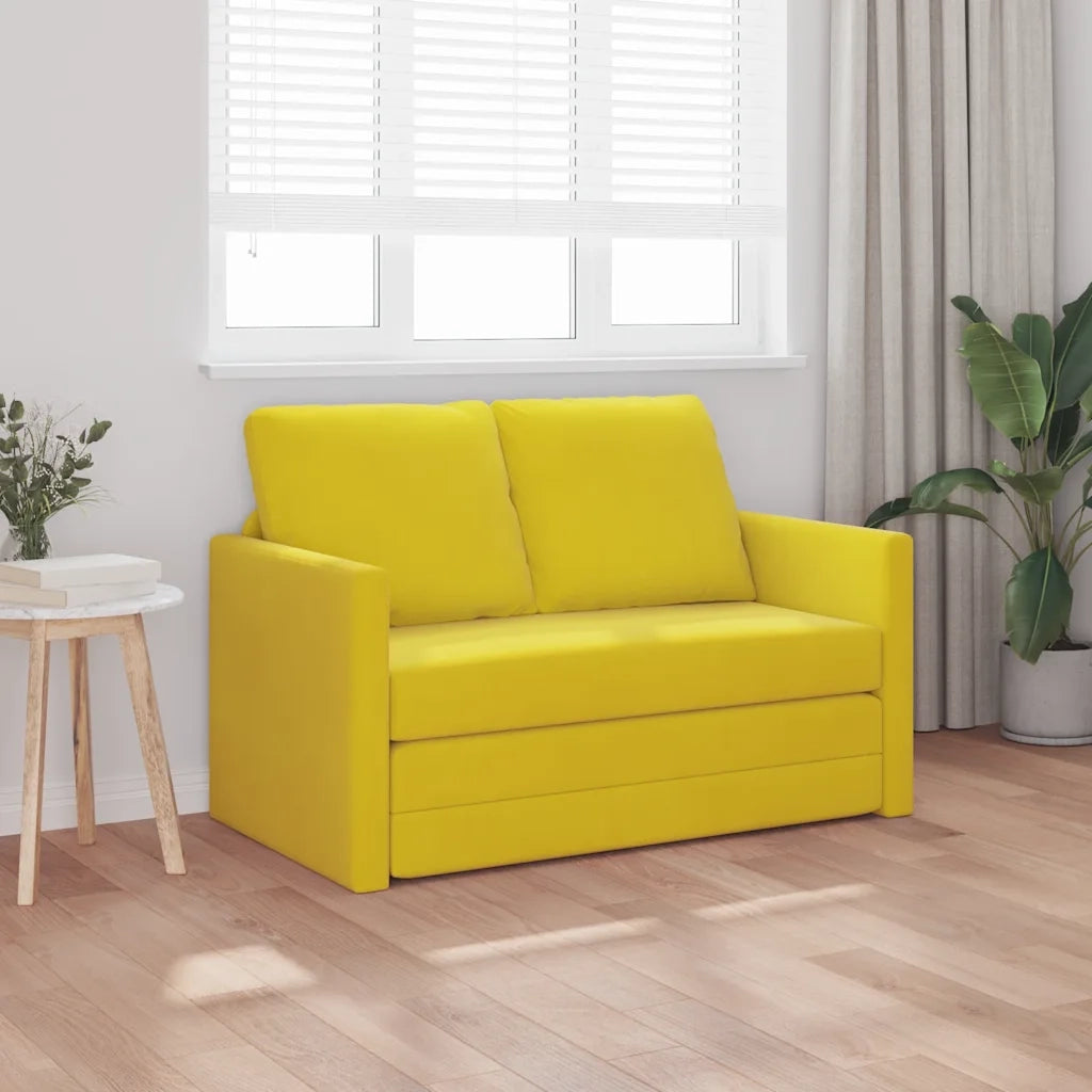 Divano letto | Sof¨¤ letto | Letto singolo da Terra 2 in 1 Giallo Scuro 122x204x55 cm Velluto