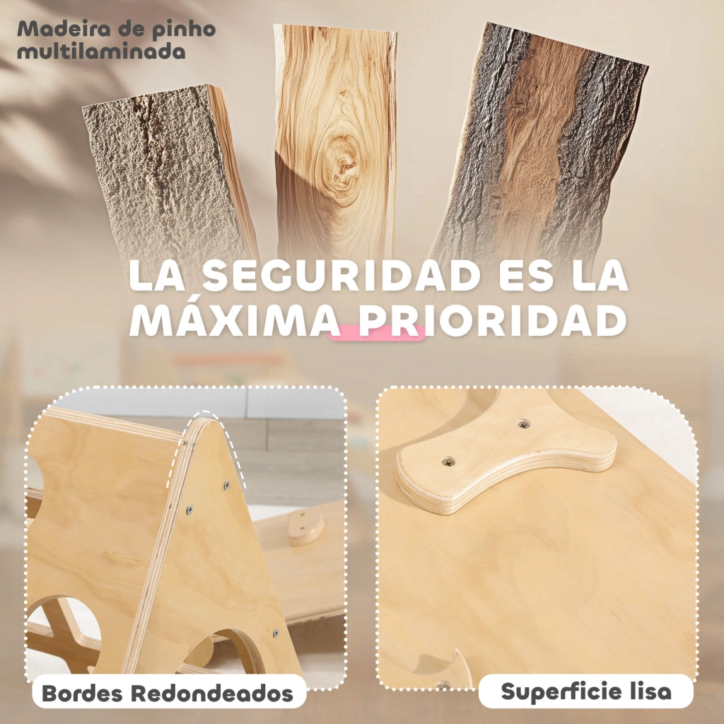 Casetta per Bambini 8 in 1 con Rampa e Scala ¨C Minimal ¨C 175x59,5x60 cm Naturale