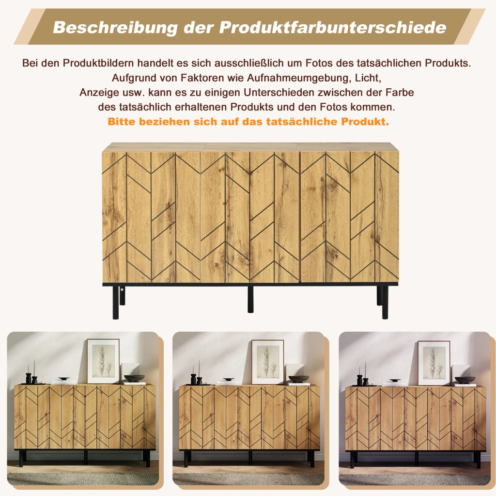 Credenza moderna 120x35x70 cm con 3 ante e frontali a onde