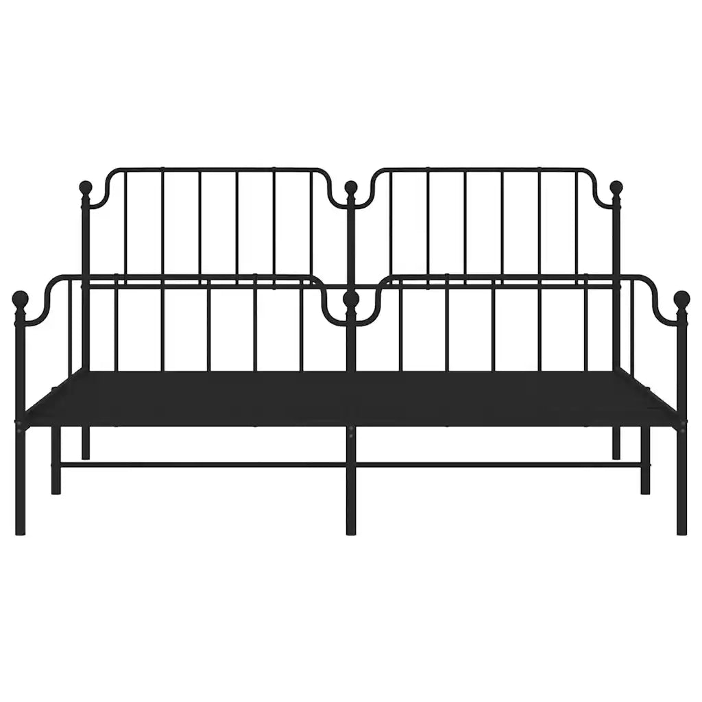 Giroletto con Testiera e Pediera Metallo Nero 183x213 cm 373910