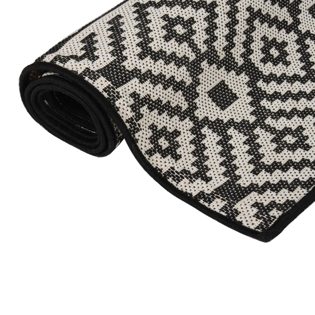Tappeto da Esterni a Tessitura Piatta 80x150 cm Strisce Nere cod mxl 68459