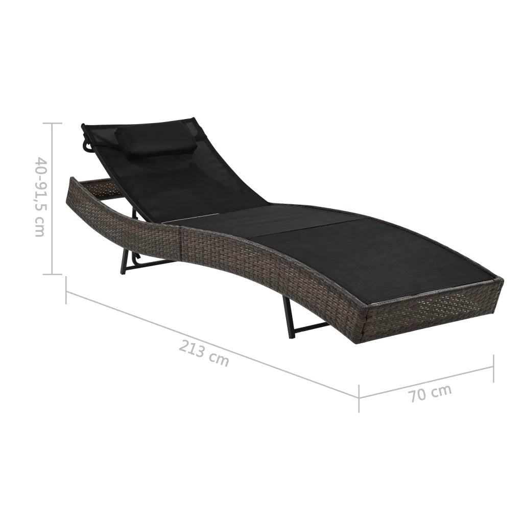 Lettino Prendisole con Cuscino in Polyrattan Marrone 44716