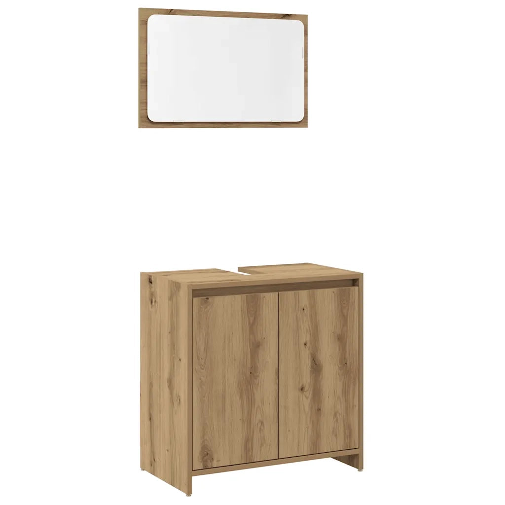 Set Mobili da Bagno | Armadio da bagno 2 pz Rovere Artigianale Legno Multistrato