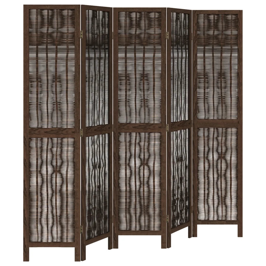 Divisorio Ambienti | Divider per stanze | Paravento 5 Pannelli Marrone Scuro Massello Paulownia