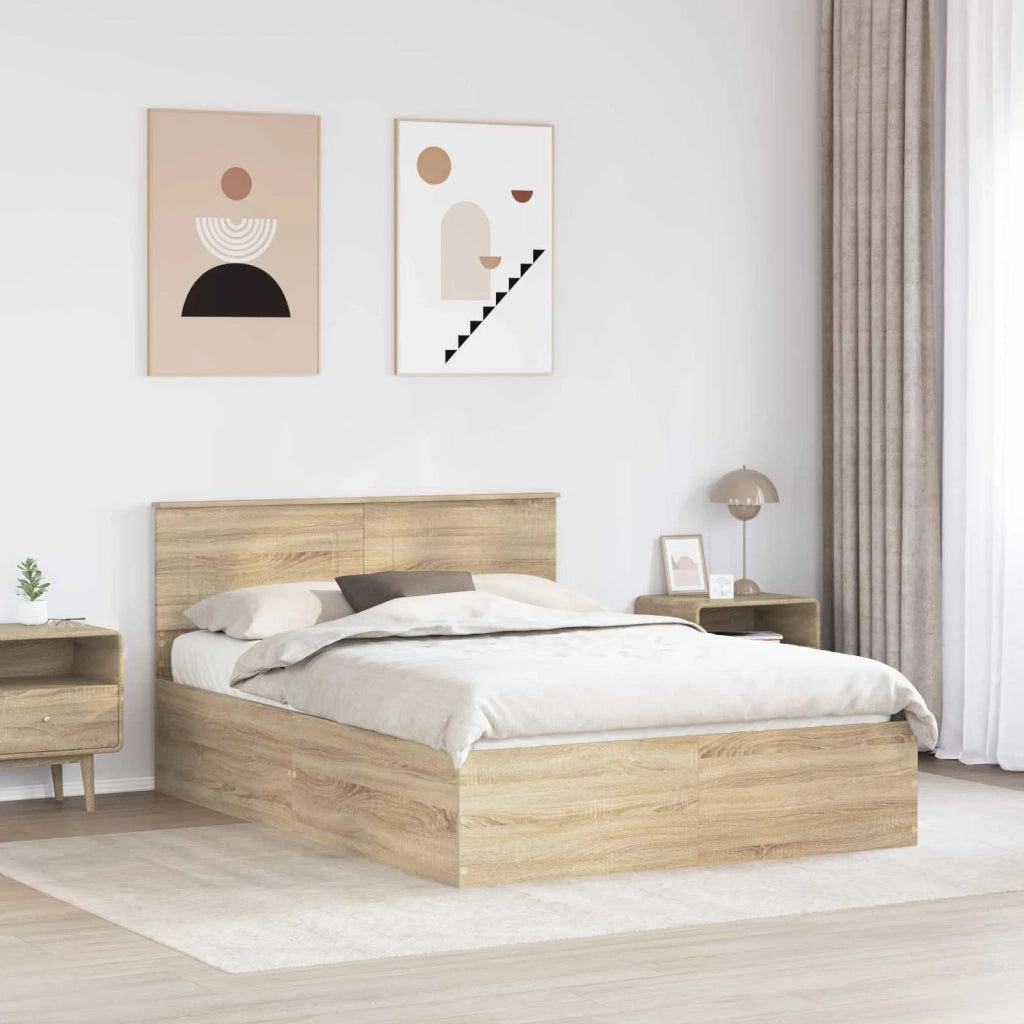 Struttura del letto con testiera Rovere Sonoma 150 x 200 cm