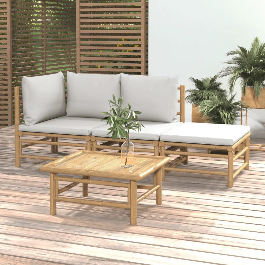 Set Salotto da Giardino 4pz con Cuscini Grigio Chiaro BambÃ¹