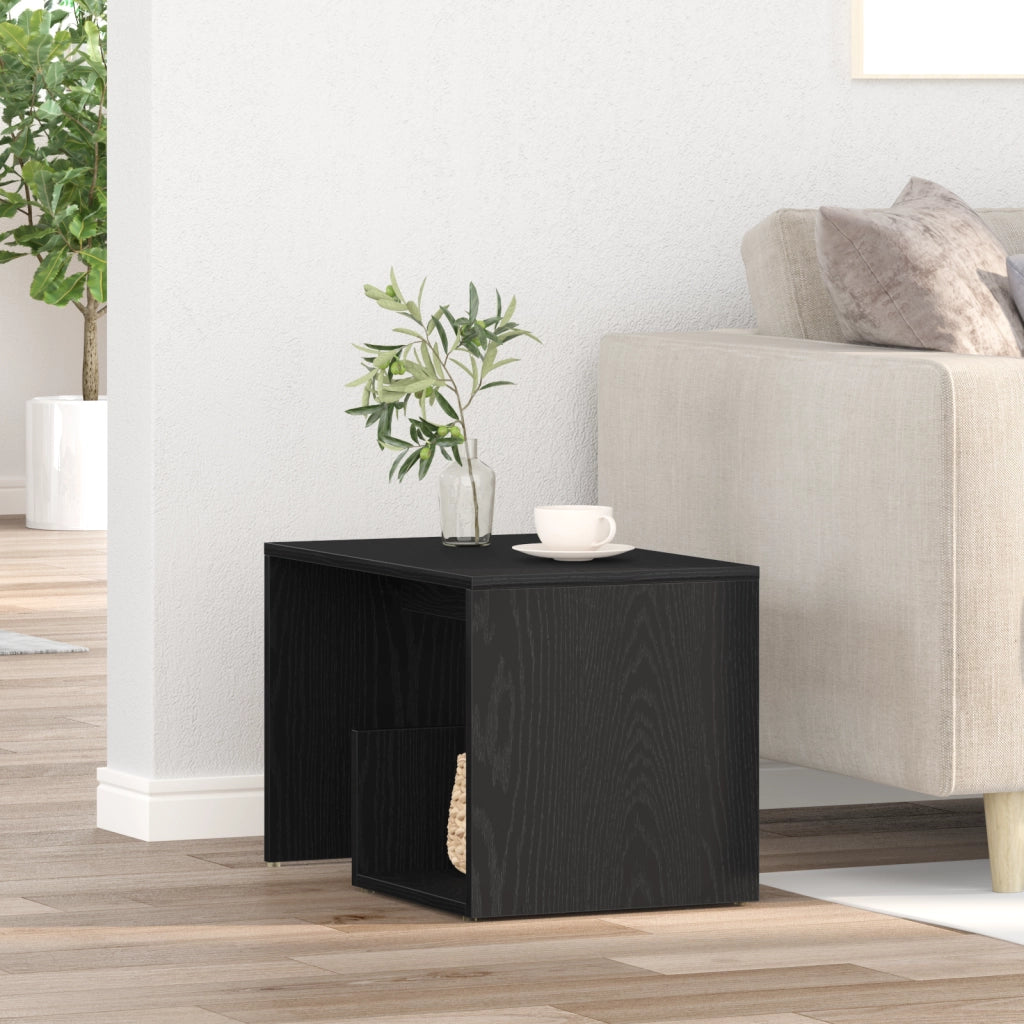Tavolino  Nero Rovere 59x36x38 cm Legno ingegnerizzato