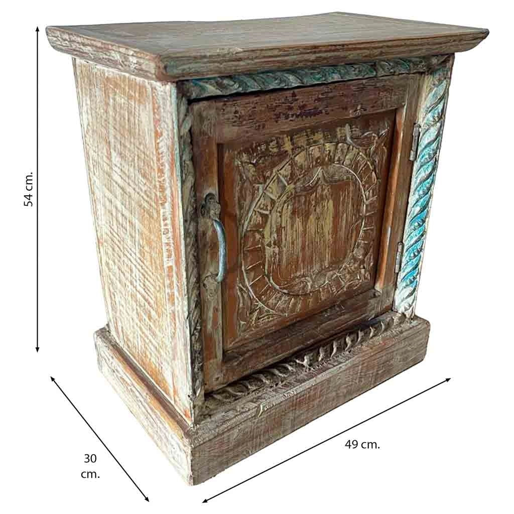 Tavolo in legno finitura artigianale marrone 49x30x54h cm
