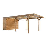 Tettoia auto in legno termotrattato 631x300 cm – Carport auto con capanno 3 m² e tetto in policarbonato – THP3063A Foresta