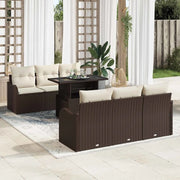 Set Divano da Giardino con cuscino 7 pcs Marrone Poly Rattan 3348384