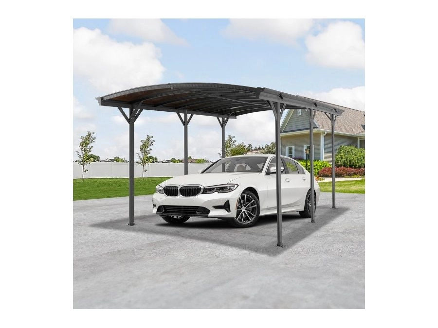 POSTO AUTO COPERTO 5X3 ALLUMINIO GRIGIO TETTO POLICARBONATO AD ARCO PER ESTERNO
