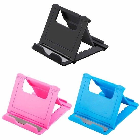 Supporto per smartphone - Design pieghevole - Base antiscivolo - Angolo di visione regolabile - Adatto per dispositivi fino a 8 pollici - Set da 3 pezzi - Stand per smartphone