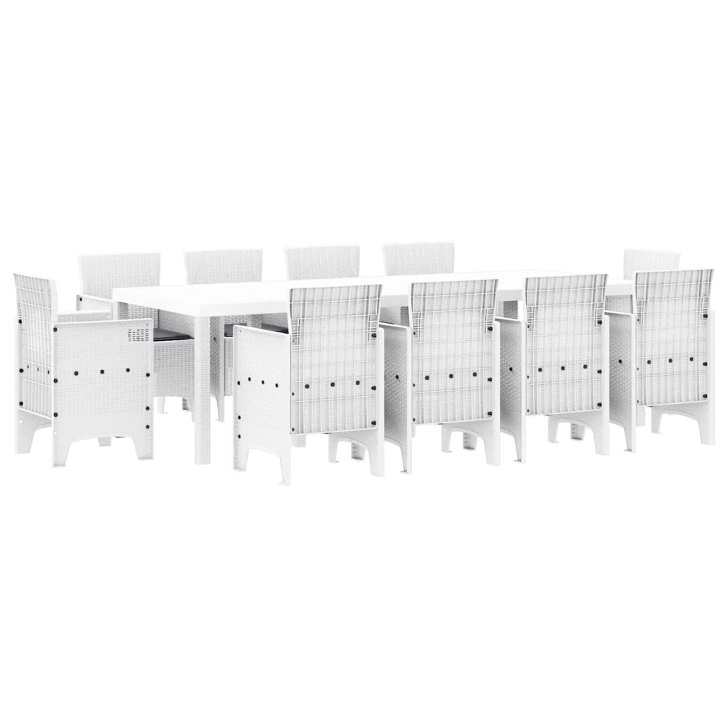 Set da Pranzo per Giardino 11 pcs Bianco Polipropilene