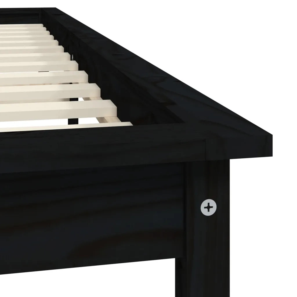 Giroletto-Struttura Letto Nero 150x200 cm King in Legno Massello di Pino