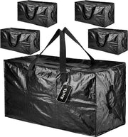 Cassa di trasporto 110L - scatola di archiviazione impermeabile - pacchetto da 4 - grande - robusta - con coperchio - traslochi - asciugamani - cerniere a zip - tasche di archiviazione - abbigliamento - coperte - nera