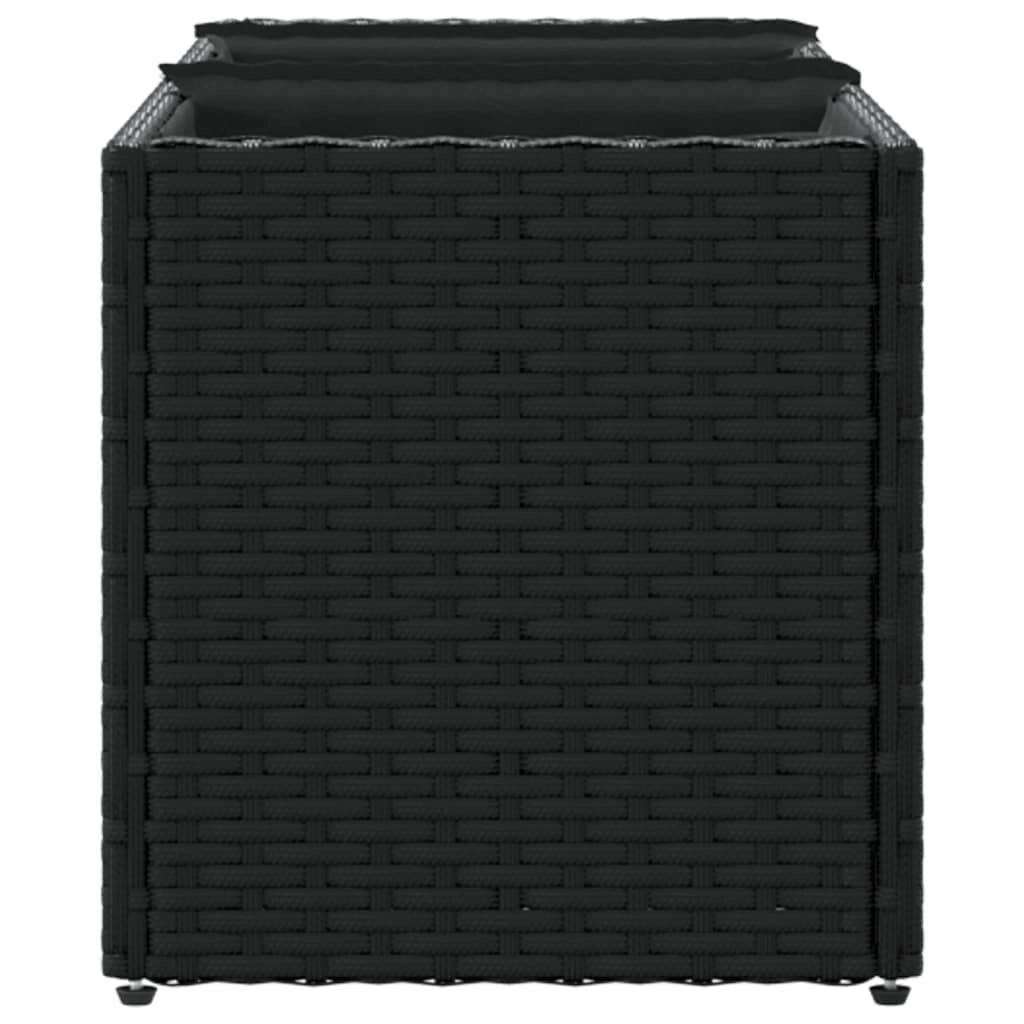 Fioriera rialzata per piante fiori giardino terrazze con 3 vasi set da 2 105 x 30 x 32 cm resina intrecciata nera 02_0038858