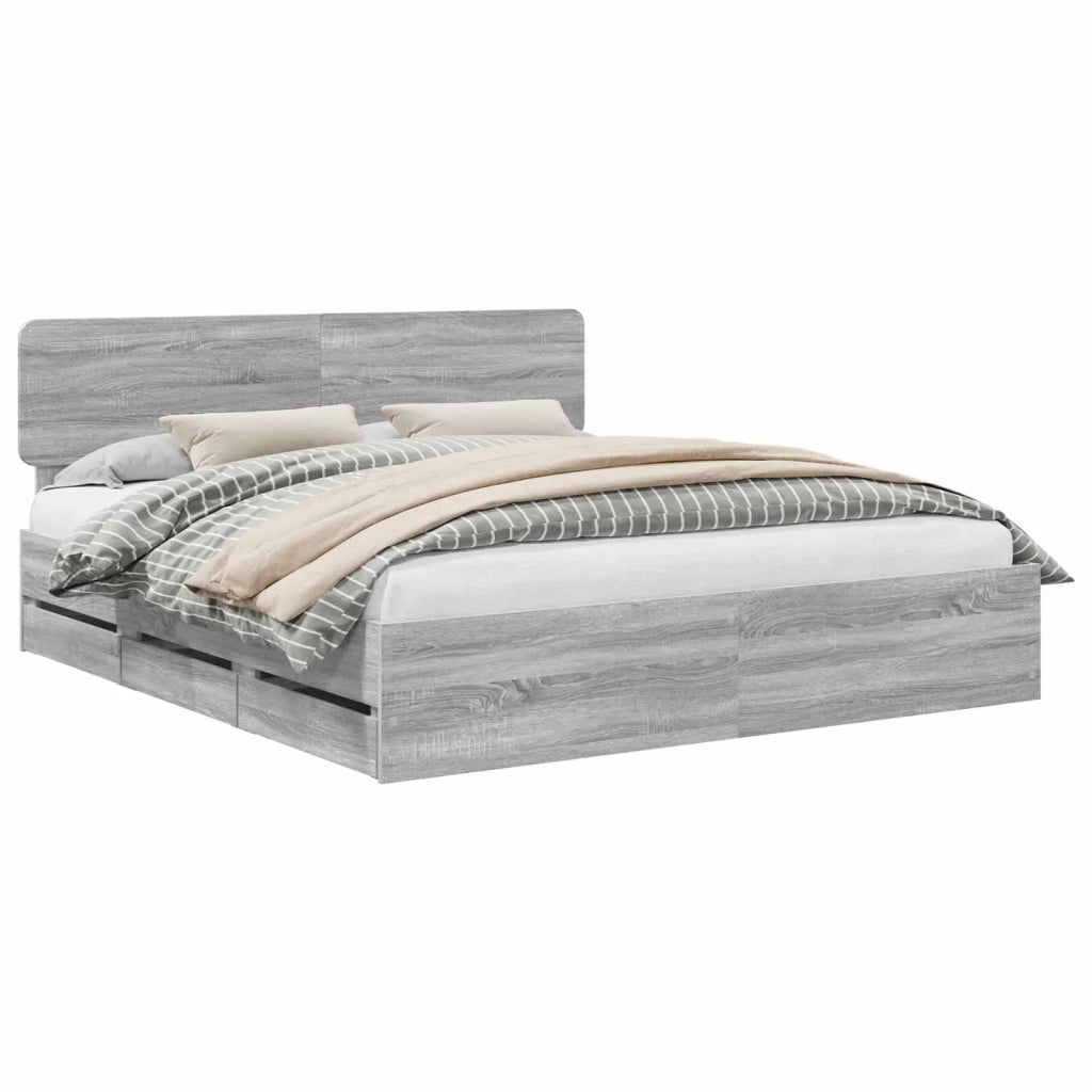 Struttura del letto con cassetto Sonoma grigia 180 x 200 cm