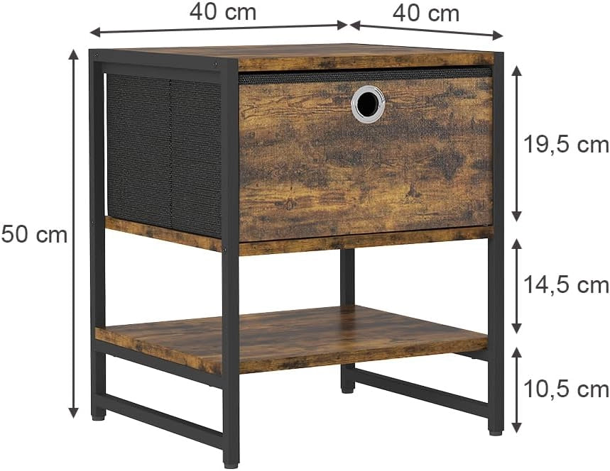 Comodino Fyrk, Rovere rustico, 40 x 50 cm Set di 2
