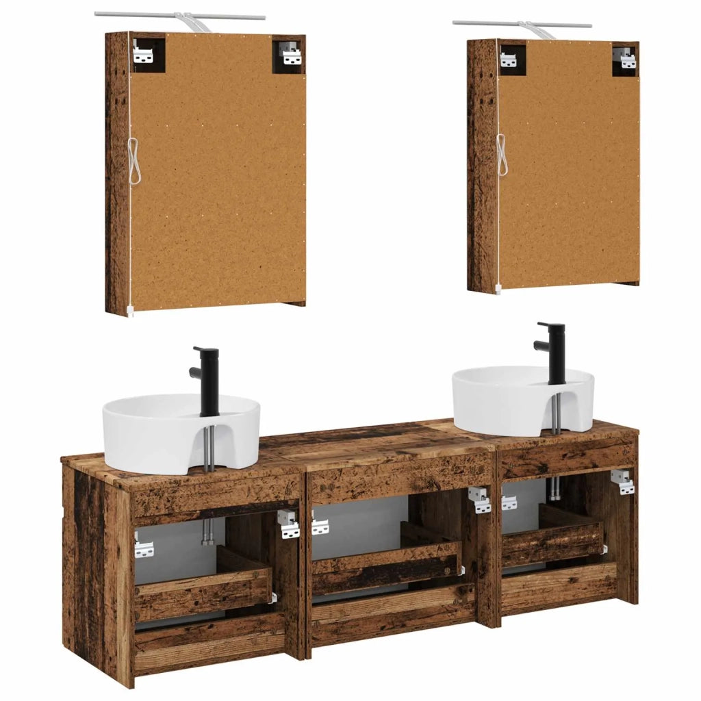 Set di Armadi da Bagno 5 pcs Legno antico 50 x 14,5 x 70 cm 3406597