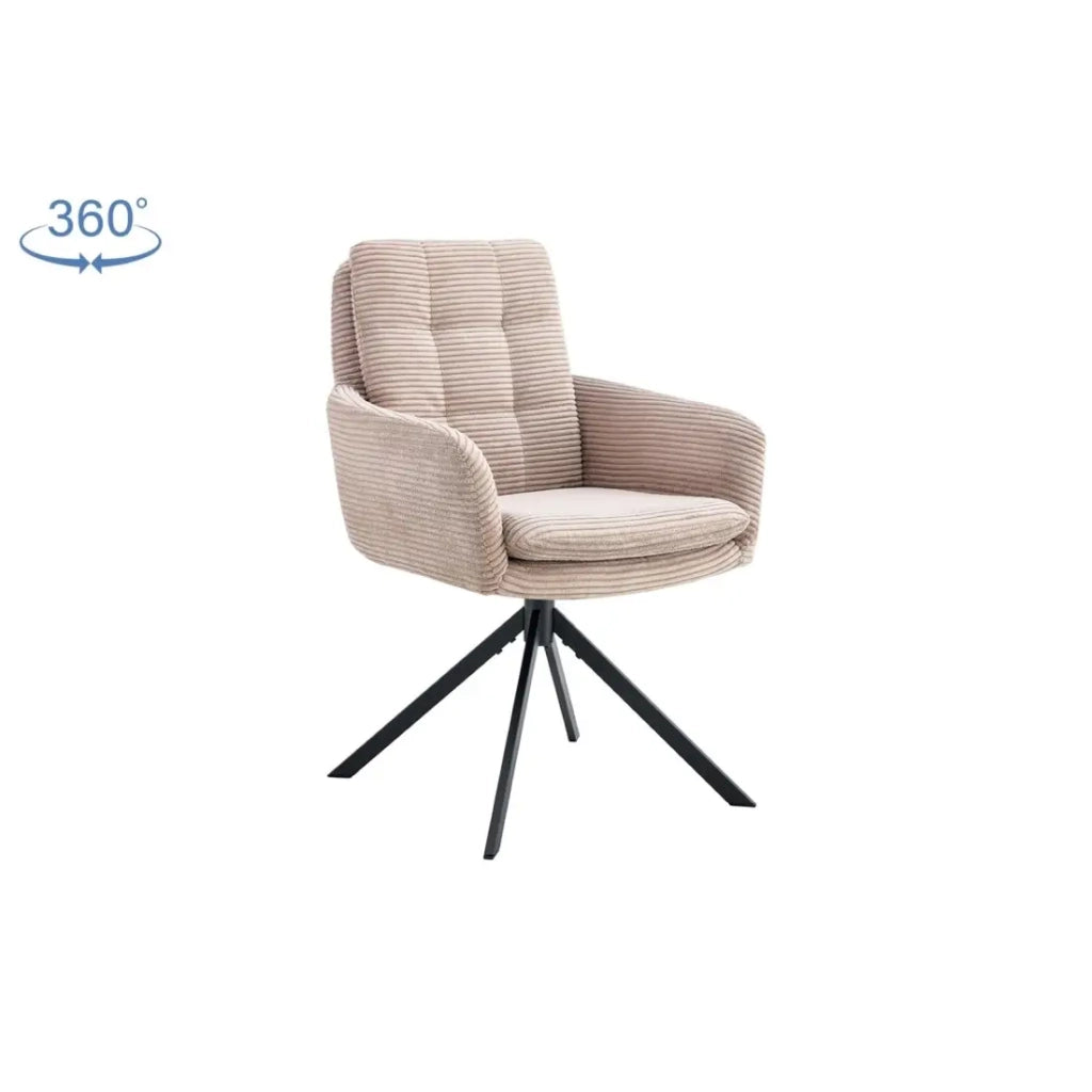 Set di 2 poltrone KAVIRA – Velluto a coste sabbia – Piedi in metallo – Con braccioli – Design accogliente e moderno