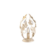 Lumetto Shabby Edera 1 Luce Ferro Battuto Avorio E Oro Con Foglie E Cristalli