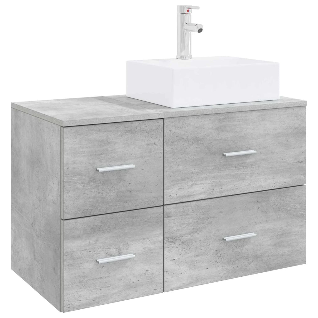 Set di mobili per il bagno 2 pz Grigio Cemento 3403971