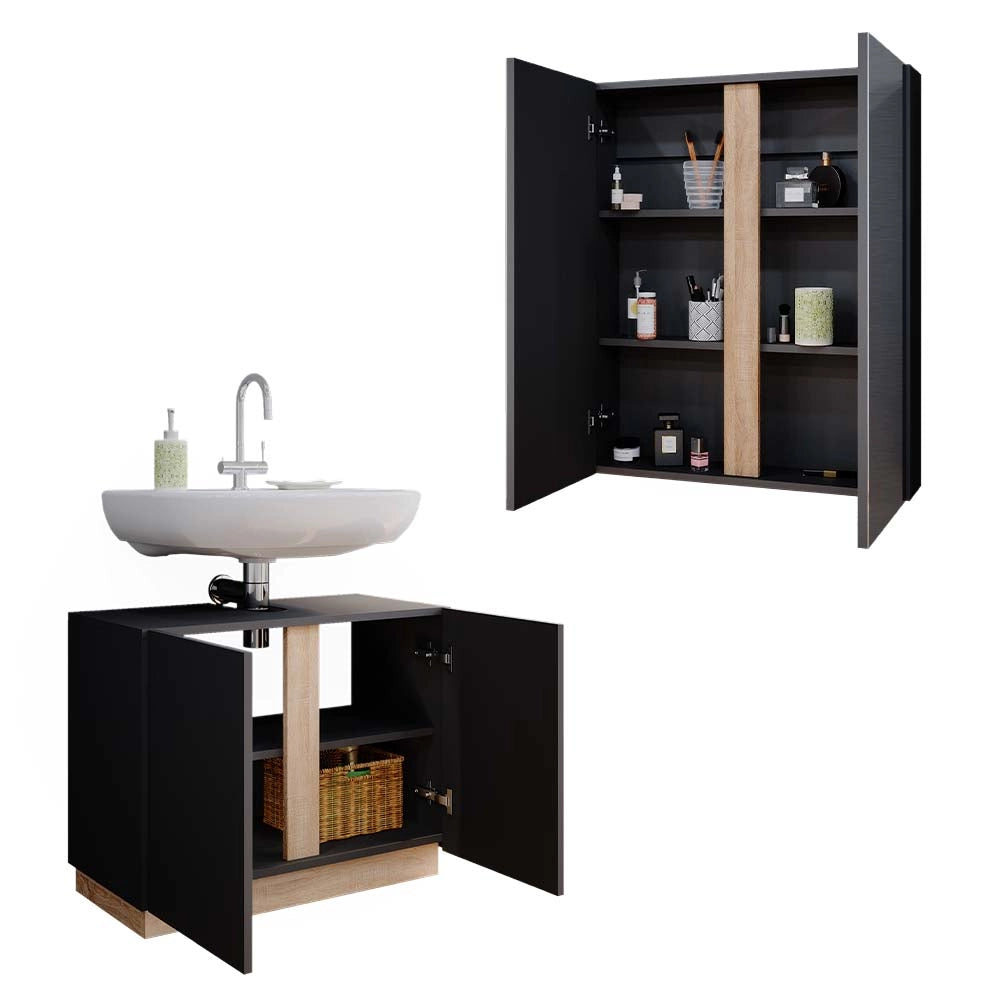 Vicco Set di mobili da bagno Antracite 2 parti