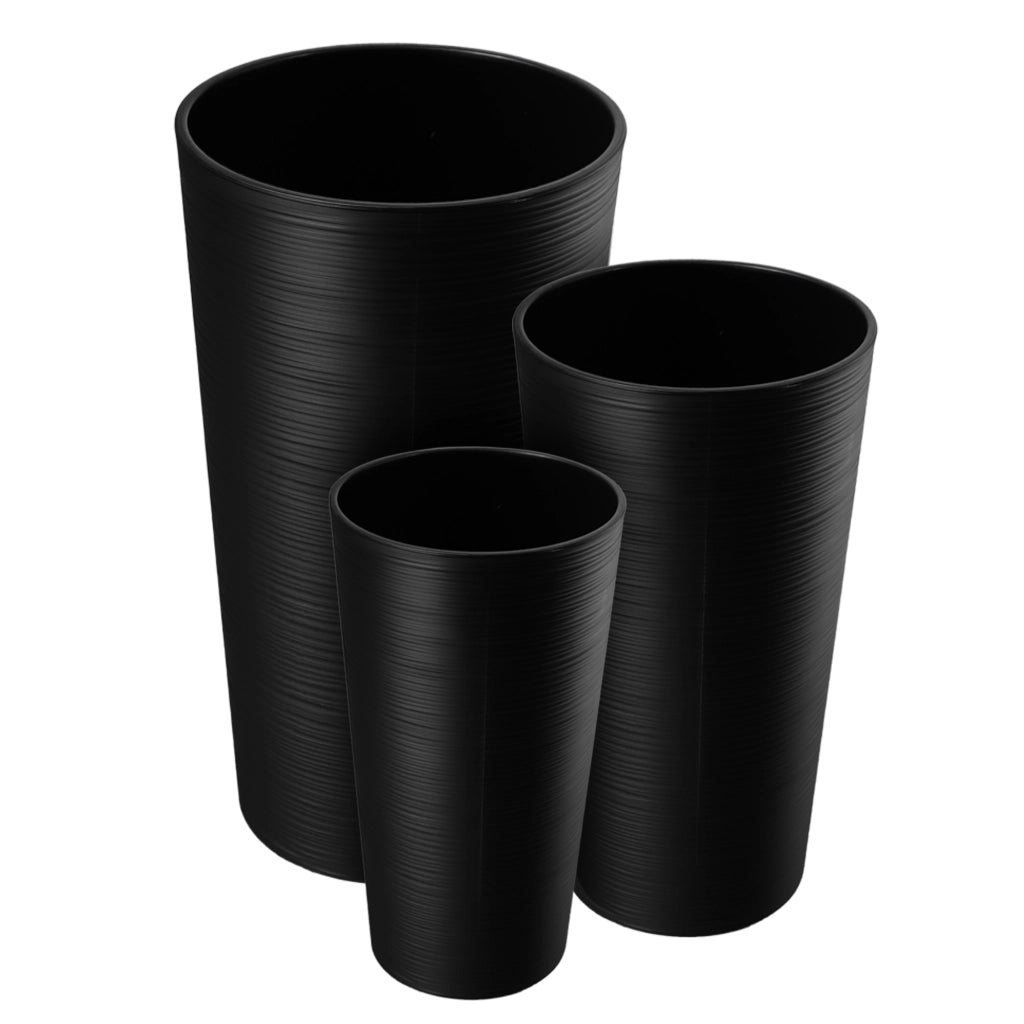 Vaso da fiori KADAX 47 cm con coperchio e inserto, vaso da fiori in plastica nero